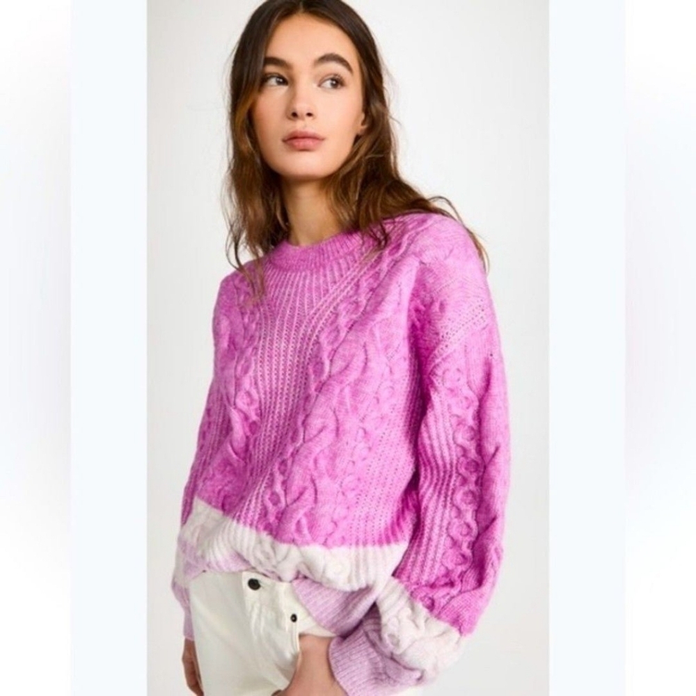 Splendid Samantha Cable Knit Sweater in Raspberry